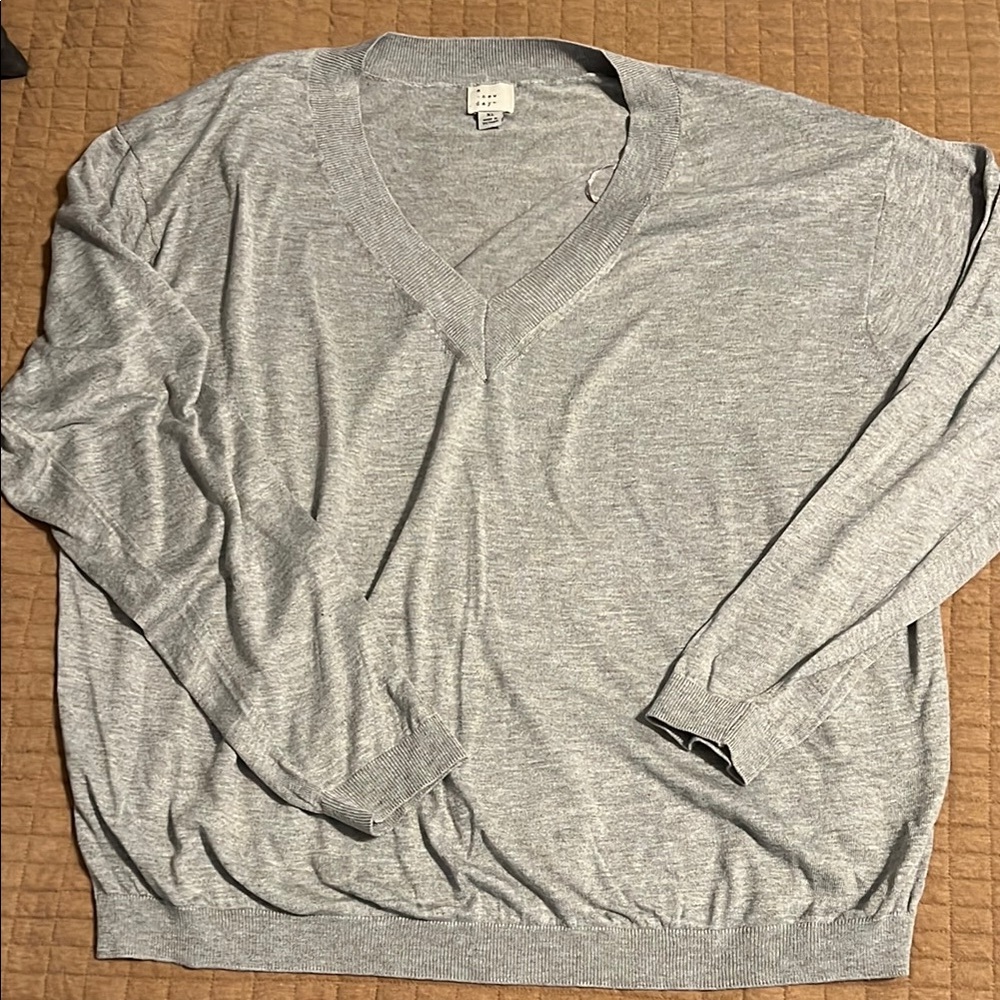 NWOT a new day Light Gray V-Neck Sweater